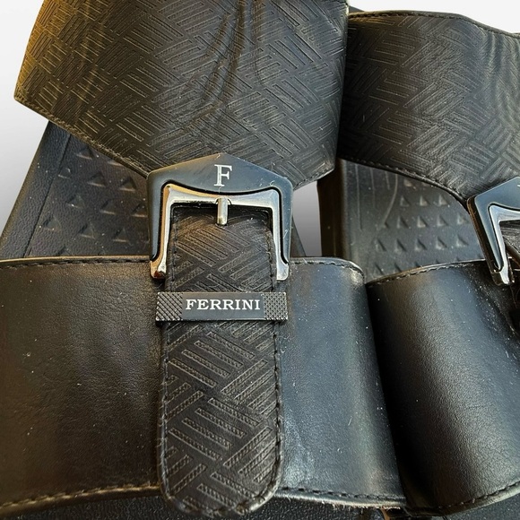 Ferrini Arabic Men's Black Leather Open Toe Sandals Buckle Detail EU 49 US 11.5 - Picture 5 of 14